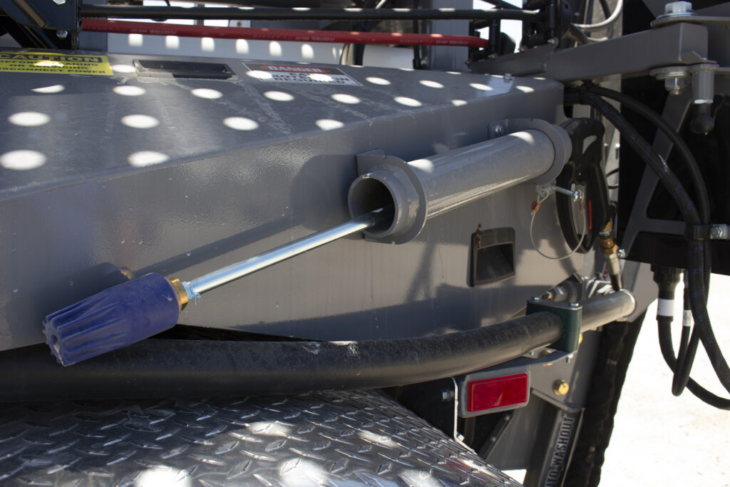 pressure washer equipped on a mobile concrete mixer from cemen tech