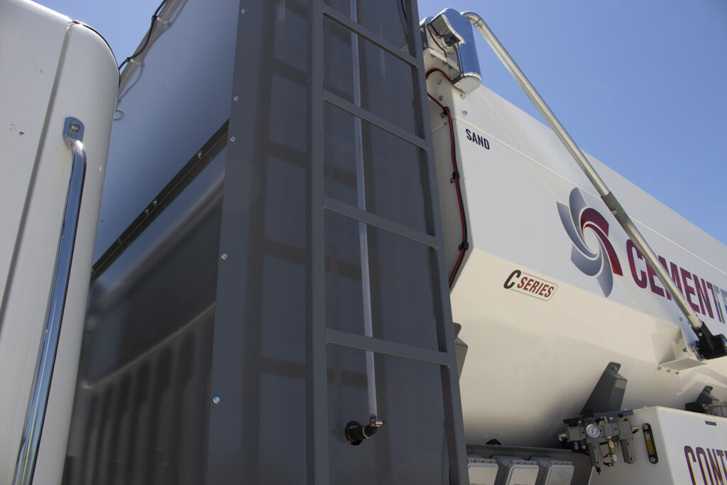 insulated water tank on a cemen tech c60 mobile concrete mixer